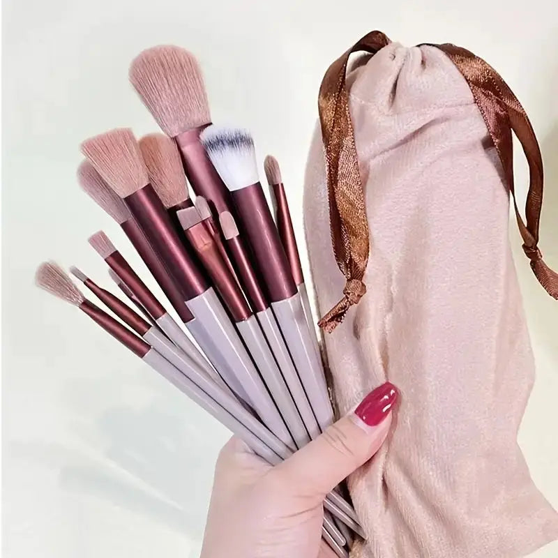 13 PCS Comprehensive Cosmetic Brushes Set - Soft, Gentle, and Durable Polyester Bristles for Eye Shadow, Foundation, BB Cream